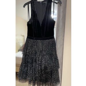 BCBG Black Suede/Sheer MIDI Dress